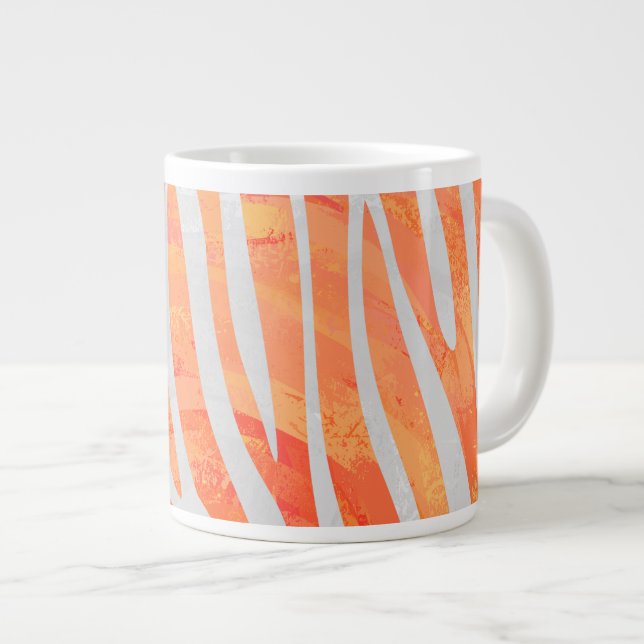 Zebra Orange und White Print Jumbo-Tasse (Vorderseite Rechts)