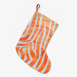 Zebra Orange und White Print Kleiner Weihnachtsstrumpf