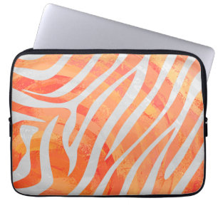 Zebra Orange und White Print Laptopschutzhülle