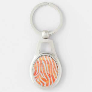 Zebra Orange und White Print Schlüsselanhänger