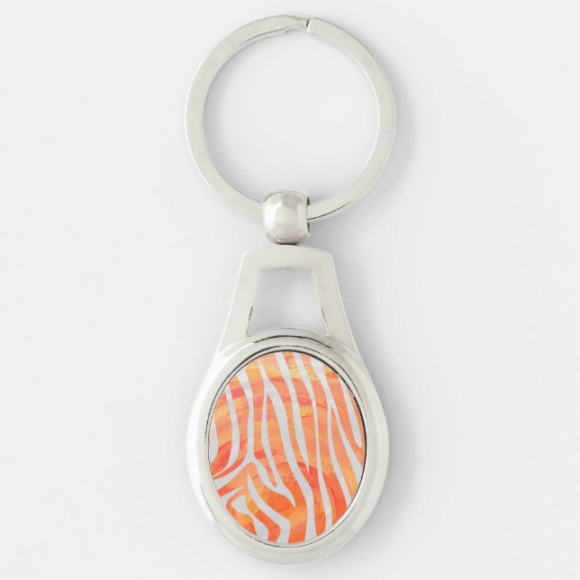 Zebra Orange und White Print Schlüsselanhänger (Vorderseite)