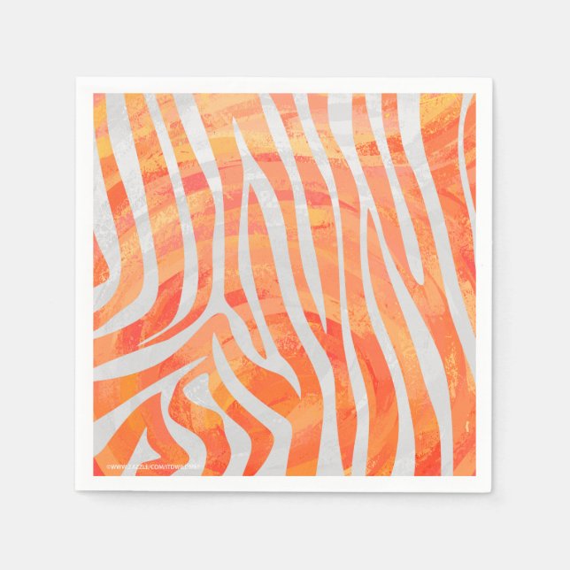 Zebra Orange und White Print Serviette (Vorderseite)