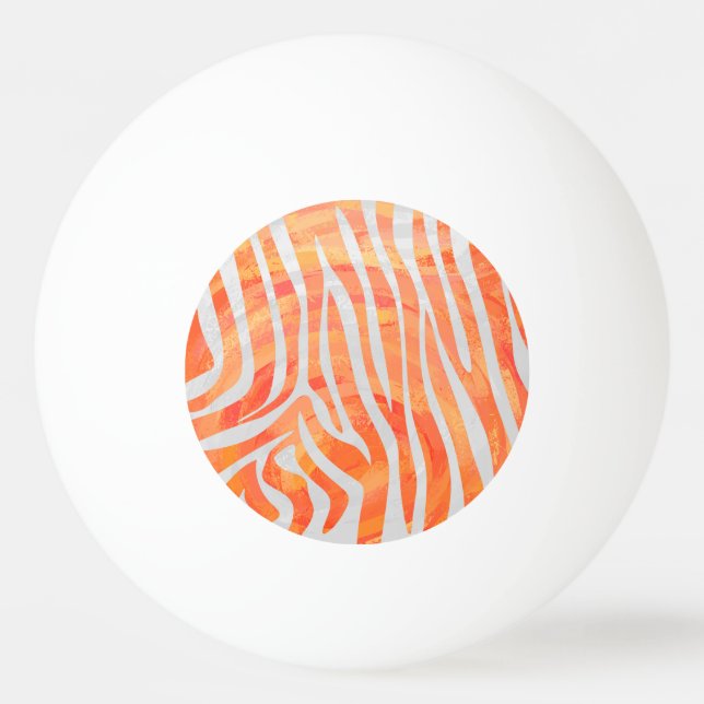 Zebra Orange und White Print Tischtennisball (Vorderseite)