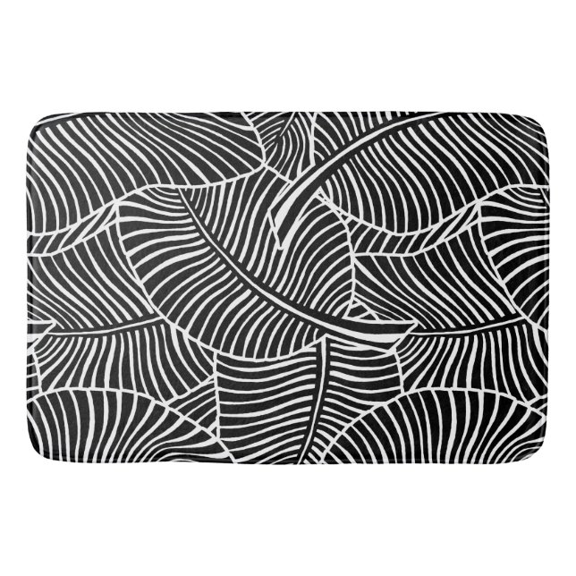 Zebra Palm Hawaiian Tropical Black and White Badematte (Vorderseite)