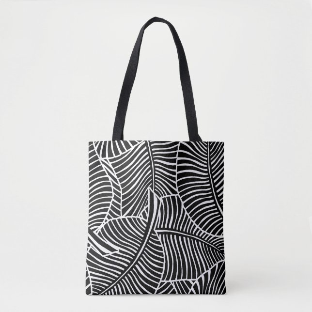 Zebra Palm Hawaiian Tropical Black Beach sac (Devant)