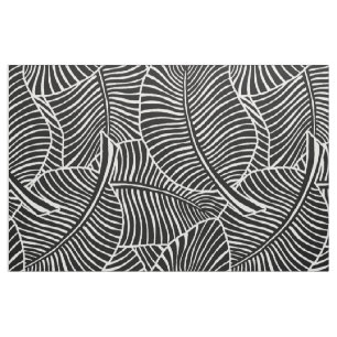Zebra Palm Hawaiian Tropisches Schwarz und Weiß Stoff