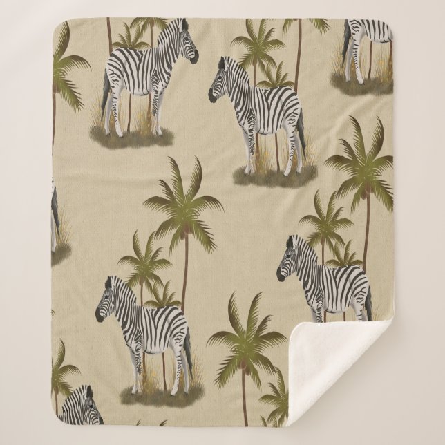 Zebra & Palm Trees Sherpa Blanket Sherpadecke (Vorderseite)