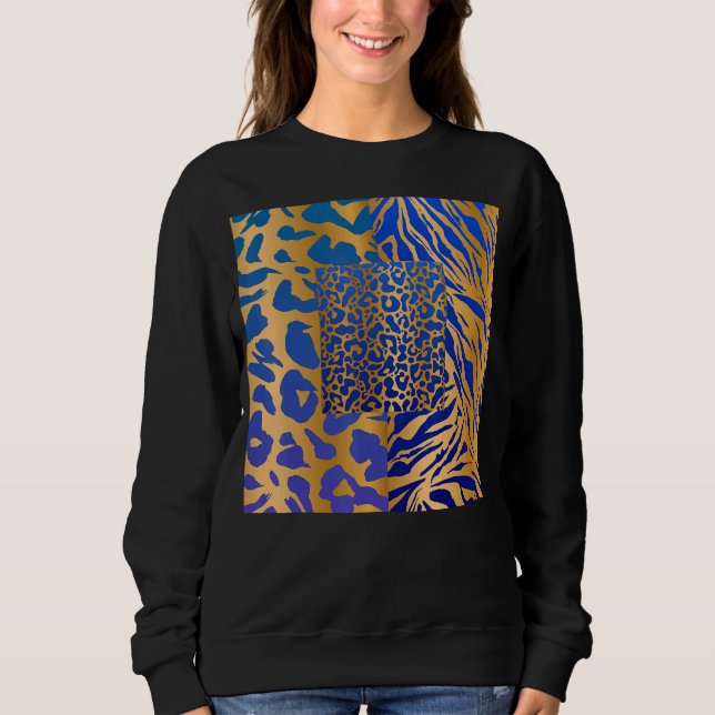 Zebra Panther Cheetah Animal Safari Print Sweatshirt (Vorderseite)