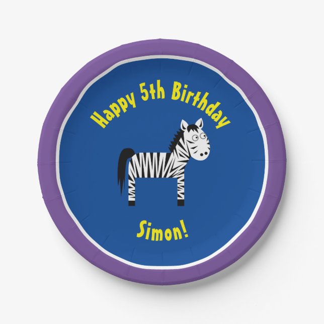 Zebra Paper Tellers Animal Birthday Party Pappteller (Vorderseite)
