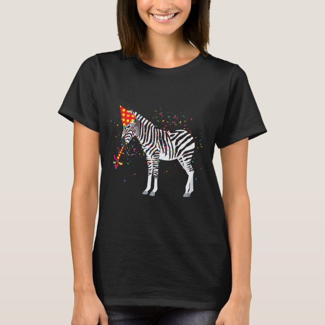 Zebra Partying Animals Having A Party  T-Shirt (Vorderseite)