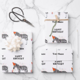 Zebra Partying - Tiere bei der Geburtstagsparty Geschenkpapier Set