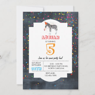 Zebra Partying - Tiere Geburtstagsparty Boy Girl Einladung