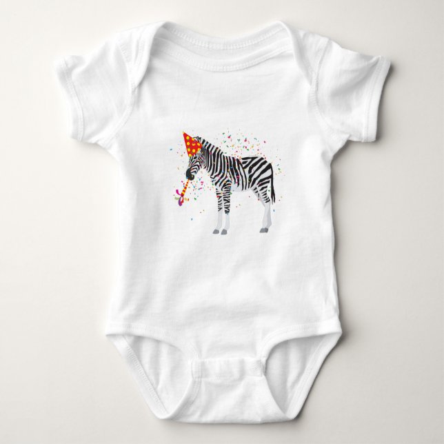 Zebra Partying - Tiere mit Party Baby Strampler (Vorderseite)