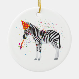 Zebra Partying - Tiere mit Party Keramik Ornament