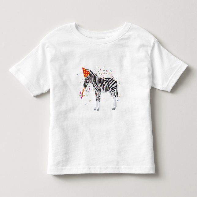 Zebra Partying - Tiere mit Party Kleinkind T-shirt (Vorderseite)