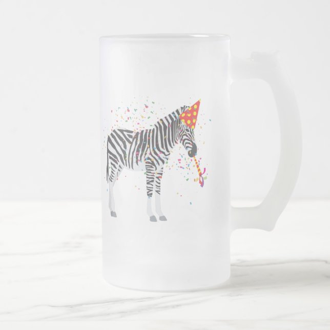 Zebra Partying - Tiere mit Party Mattglas Bierglas (Rechts)