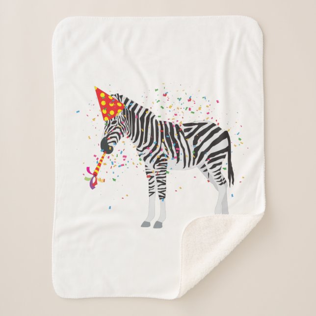 Zebra Partying - Tiere mit Party Sherpadecke (Vorderseite)