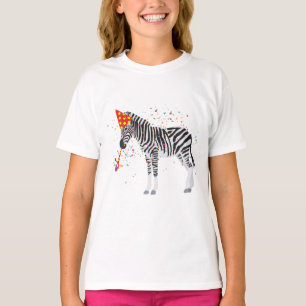 Zebra Partying - Tiere mit Party T-Shirt