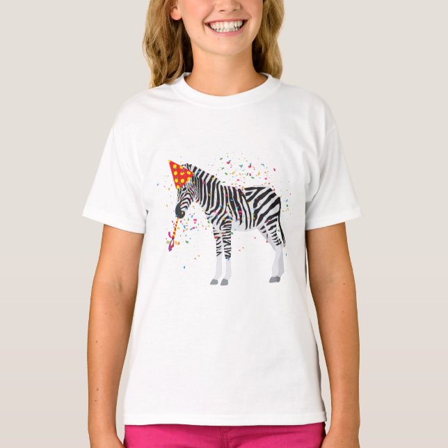 Zebra Partying - Tiere mit Party T-Shirt (Vorderseite)