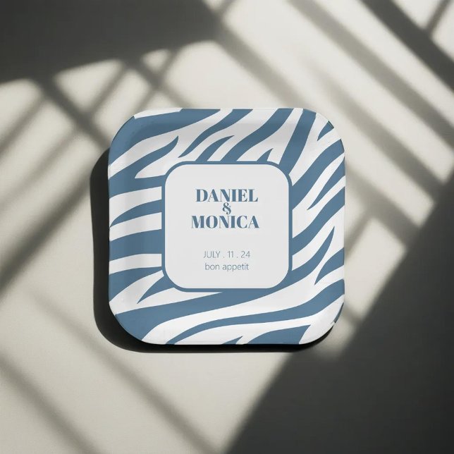 Zebra Pastel Blue Paper Tellers & Bowls - Stilvoll Pappteller (Von Creator hochgeladen)