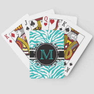 Zebra Pattern Cool Funky Monogram Spielkarten