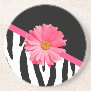Zebra Pattern Girly Pink Daisy Getränkeuntersetzer