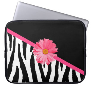 Zebra Pattern Girly Pink Daisy Laptopschutzhülle