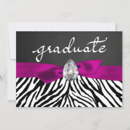 Zebra Pattern Rustic Chalkboard Graduate Script Einladung