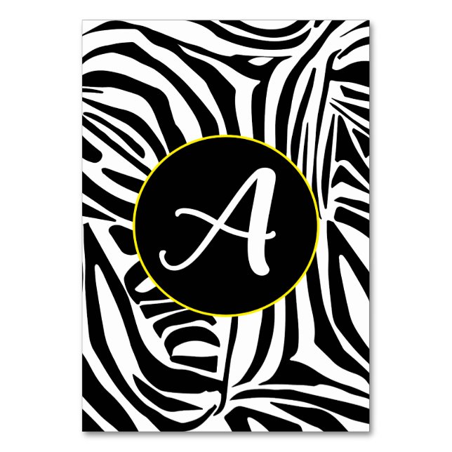 Zebra Pattern Tischnummer (Vorderseite)