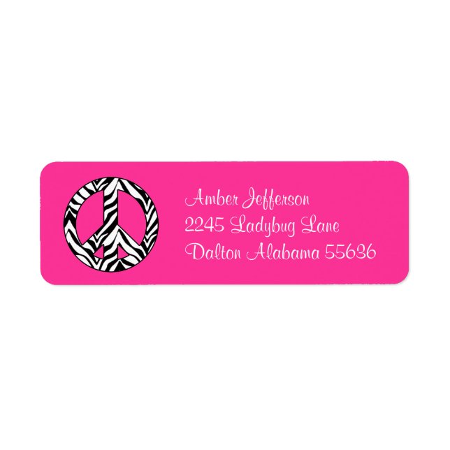 Zebra Peace Sign Address Labels (Vorne)