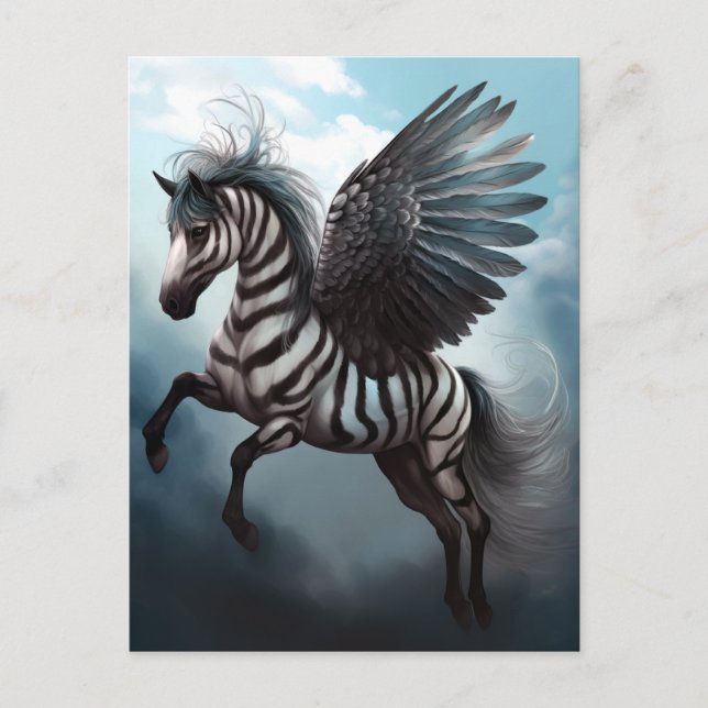 Zebra Pegasus Fantasy Kunst, Dichtung und Musik Postkarte (Vorderseite)