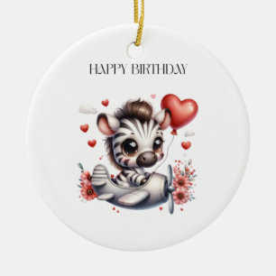 Zebra Pilot Geburtstag Keramik Ornament