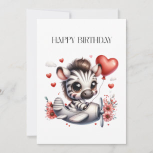 Zebra Pilot Geburtstag Mitteilungskarte