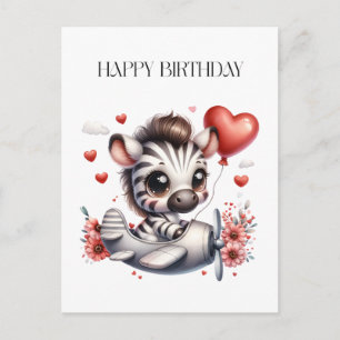 Zebra Pilot Geburtstag Postkarte