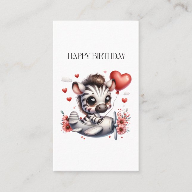 Zebra Pilot Geburtstag Telefonnummerkarte (Vorderseite)