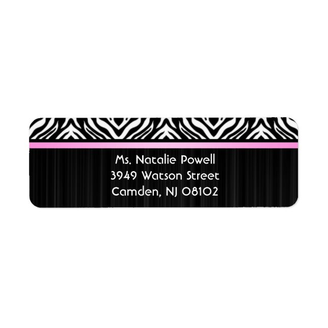 Zebra Pink Accent Return Label (Vorne)