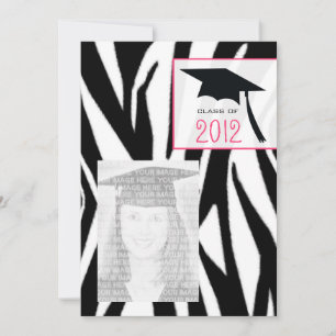 Zebra & Pink Class of 2012 Graduation Foto Einladu Einladung