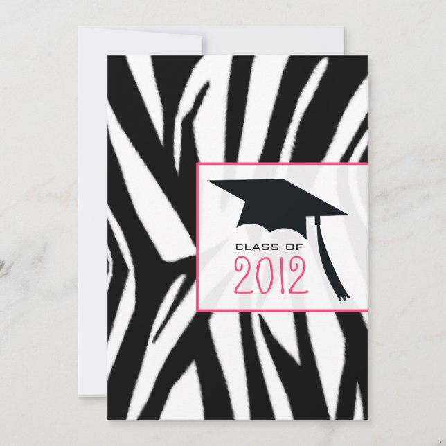 Zebra & Pink Class of 2012 Graduation Invitation Einladung (Vorderseite)