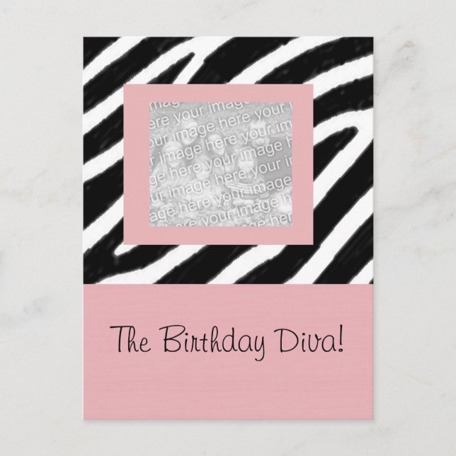 Zebra & Pink Fun Party Frame Card Postkarte (Vorderseite)