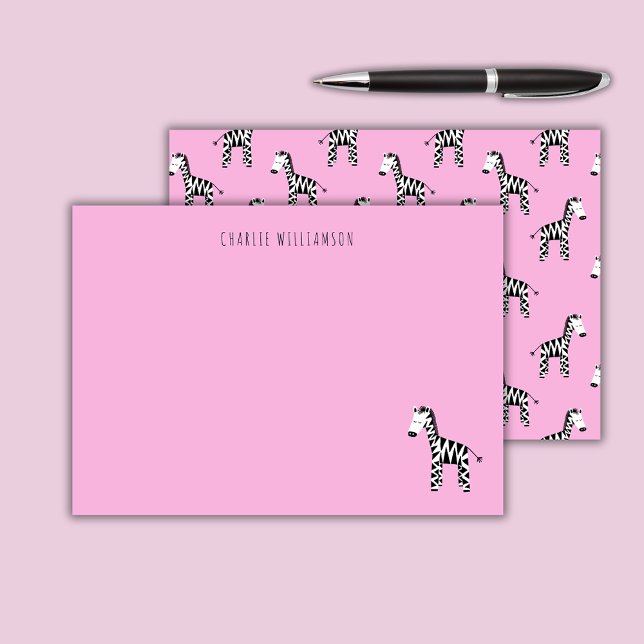 Zebra pink mitteilungskarte (Pink Zebra personalized notecards)
