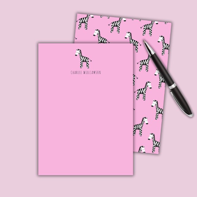 Zebra pink mitteilungskarte (Pink Zebra personalized notecards)