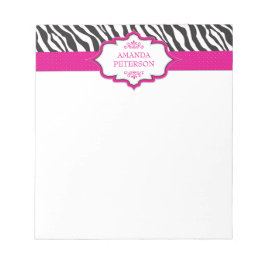 Zebra Pink Ribbon Notepad Notizblock