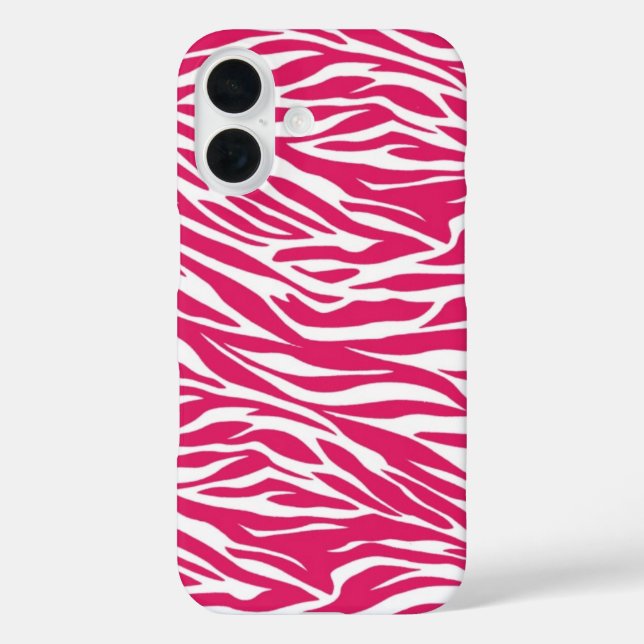 Zebra Pink Stripes iPhone 16 Hülle (Rückseite)