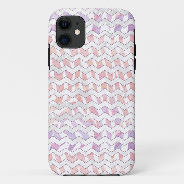 Zebra Pink und Weiß Zickzack Case-Mate iPhone Hülle (Rückseite)