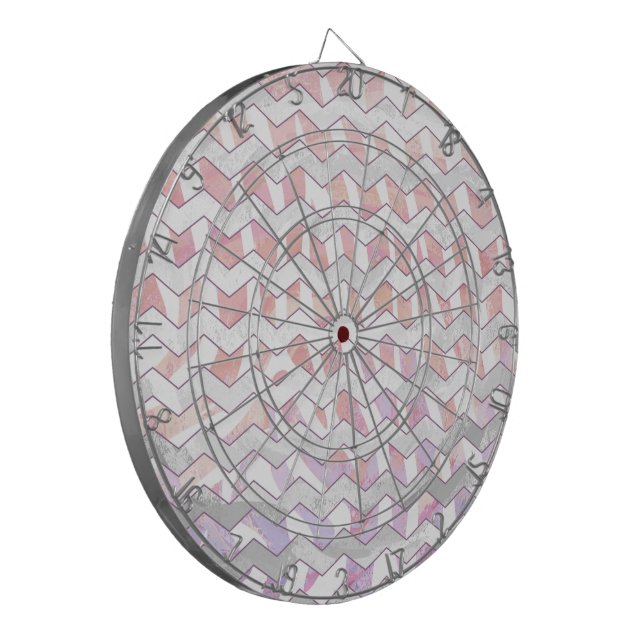 Zebra Pink und Weiß Zickzack Dartscheibe (Vorderseite Links)