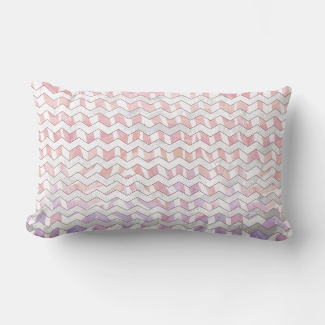Zebra Pink und Weiß Zickzack Lendenkissen (Vorderseite)