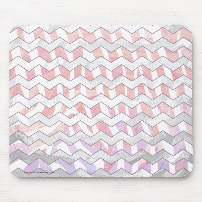 Zebra Pink und Weiß Zickzack Mousepad (Vorne)