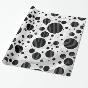 Zebra Polka Dot Black and Gray Print Geschenkpapier