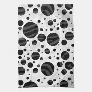 Zebra Polka Dot Black and Gray Print Handtuch