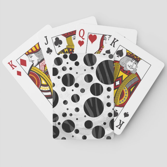 Zebra Polka Dot Black and Gray Print Spielkarten (Rückseite)